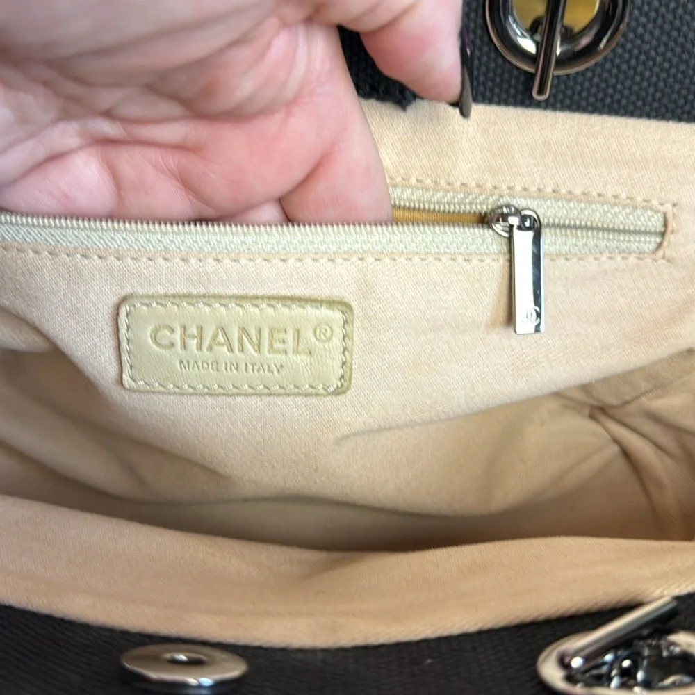 🔥Authentic Chanel lambskin chocolate bar, canvas small tote bag